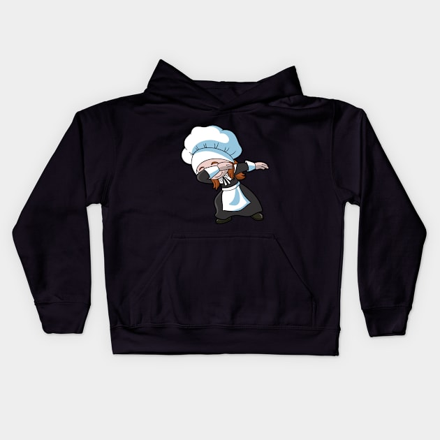 Thanksgiving Dabbing Pilgrim Girl Dab Dance Cute Kids Hoodie by E